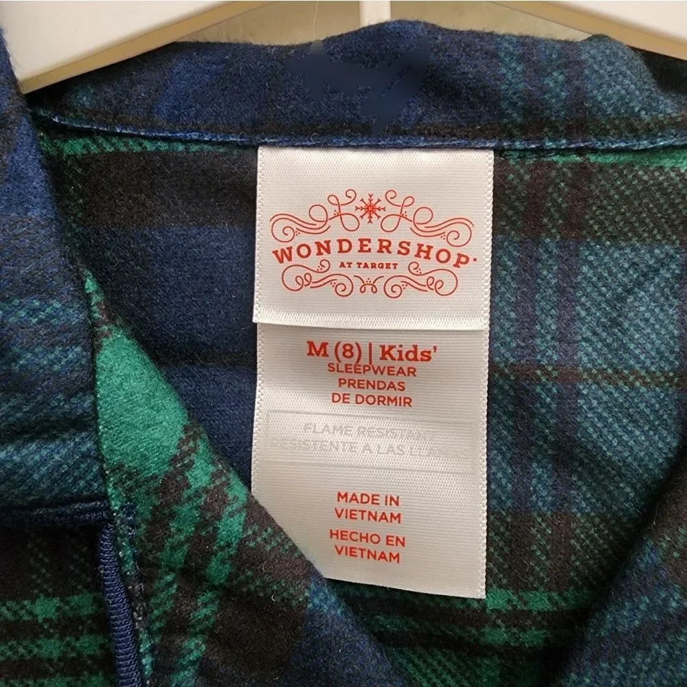 Wondershop at Target Unisex Boy Girl 2pc Family Sleep Set Green Blue Plaid NEW